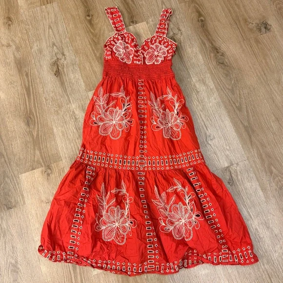 Rails Fawn Dress Red and Cream Floral Midi - Picture 5 of 8